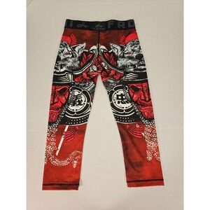 NWT LAFROI Mens Samurai Wolf‎ Graphic Print Compression Pants Tights Medium